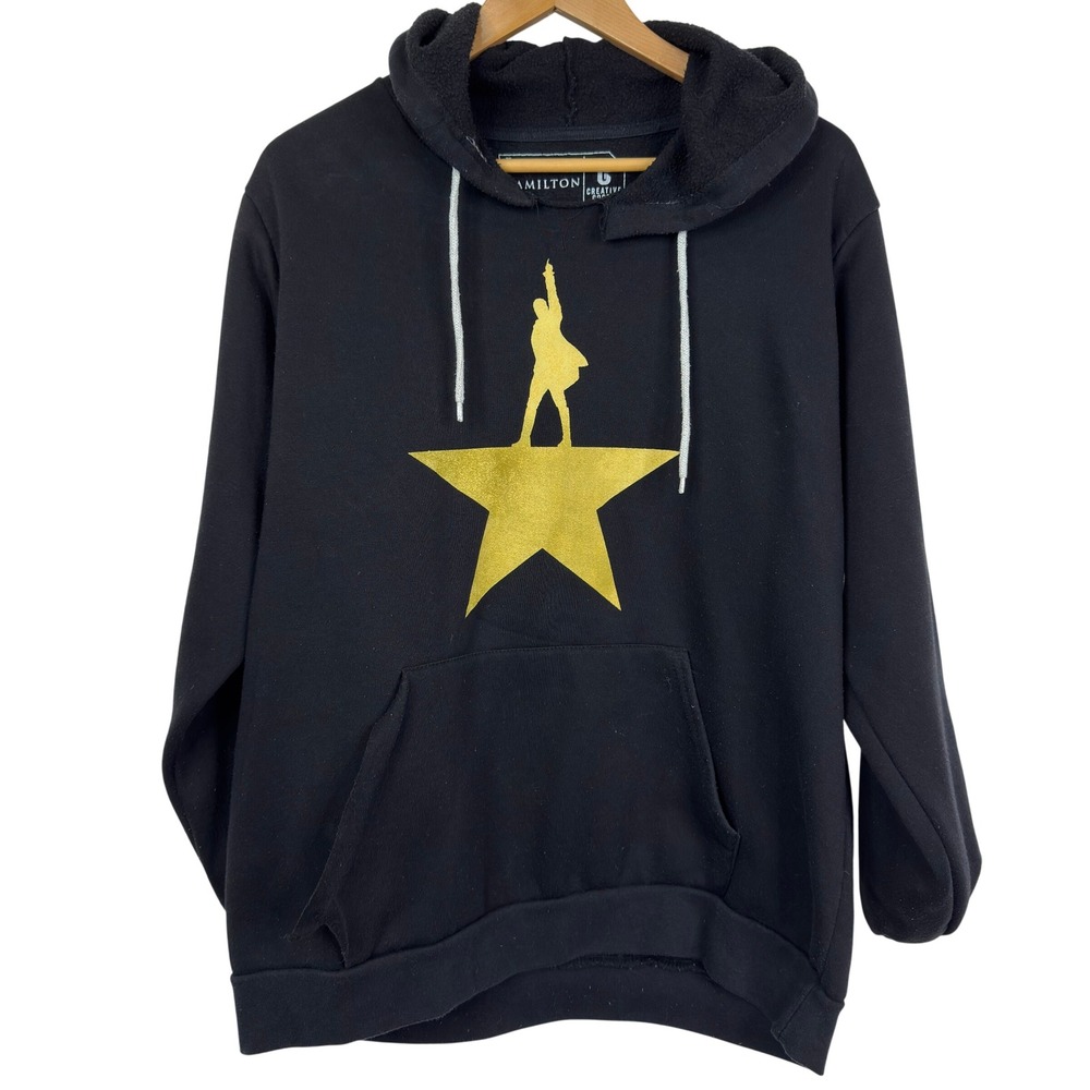 Hamilton‎ Musical Gold Star Silhouette Hoodie Black Large Creative Goods Size L